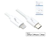 USB C auf Lightning Kabel, MFi, MFi zertifiziert, Sync- und Schnellladekabel, weiß, DINIC Box mit Euroloch, 0,5m